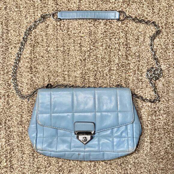 Michael Michael Kors Soho Large Leather Crossbody Bag Baby Blue Women's - Picture 1 of 12